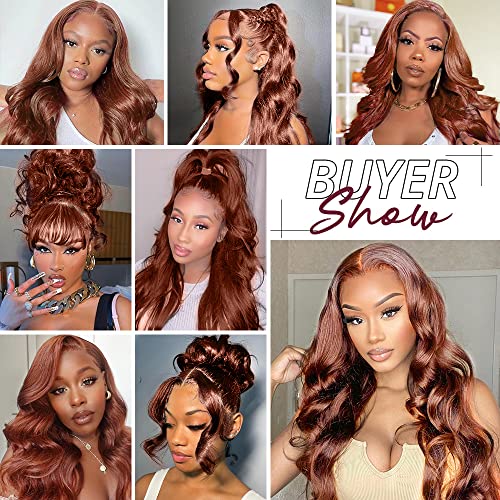 Orange Ginger Lace Front Wigs Human Hair 13X4 Hd Transparent Lace Front Wigs Human Hair Pre Plucked With Baby Hair 150% Density Chestnut Brown #33 Colored Human Hair Wigs For Women Glueless Wigs Human Hair Bleached Knots (13X4 Brown Lace Front Wig, 18 Inch) #TOP5