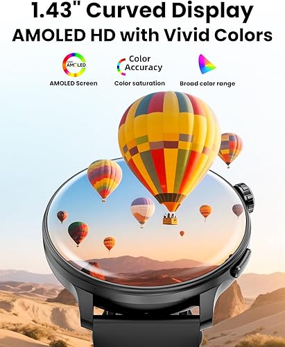 Miniatura 4 de Reloj inteligente GPS, pantalla AMOLED de 1.43 pulgadas, reloj inteligente para hombres y mujeres, rastreador de fitness, brújula de relojes