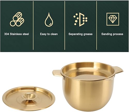 Miniatura 8 de Contenedor de grasa de tocino con colador de malla fina de 2.8 L con colador, bandeja de filtro de aceite de cocina, olla de almacenamiento de