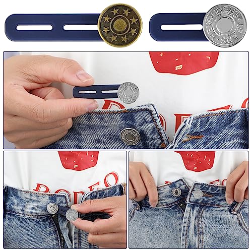 Abeillo Hosenknopf Verlängerung, 12 Stück Jeans Knopfverlängerung für Hosen, Hosenbunderweiterung, Taillenverlängerung Jeansknopf Button für Damen Herren Jeans Jeansrock Umstandshose