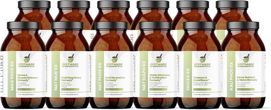 Bestmade Classic Tissue Cell Salt Kit, All 12 Schussler Cell Salts - Boost Your Immune System, Provide Cellular Nutrition Vital to Cellular Function, 12-Jar Kit, 6400 Pellets Each