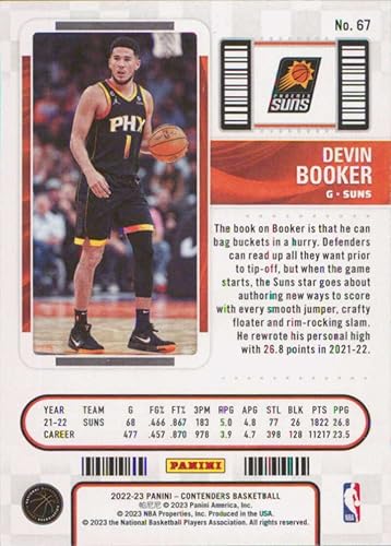 Miniatura 2 de 2022-23 Panini Contenders Season Ticket #67 Devin Booker Phoenix Suns Basketball Card - GotBaseballCards