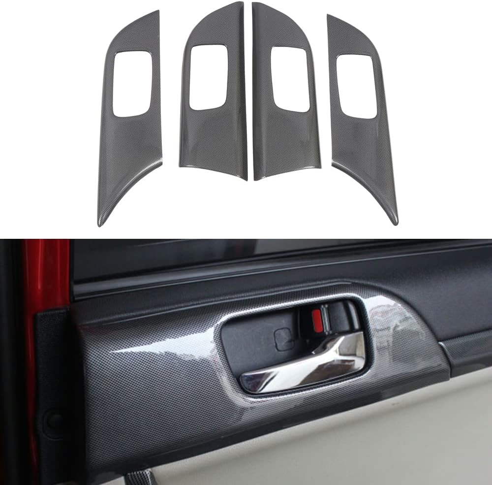for Mitsubishi Lancer 2008-2017 Carbon Fiber Black Inner Door Handle Bowl Cover Trim 4pcs Car Accessories