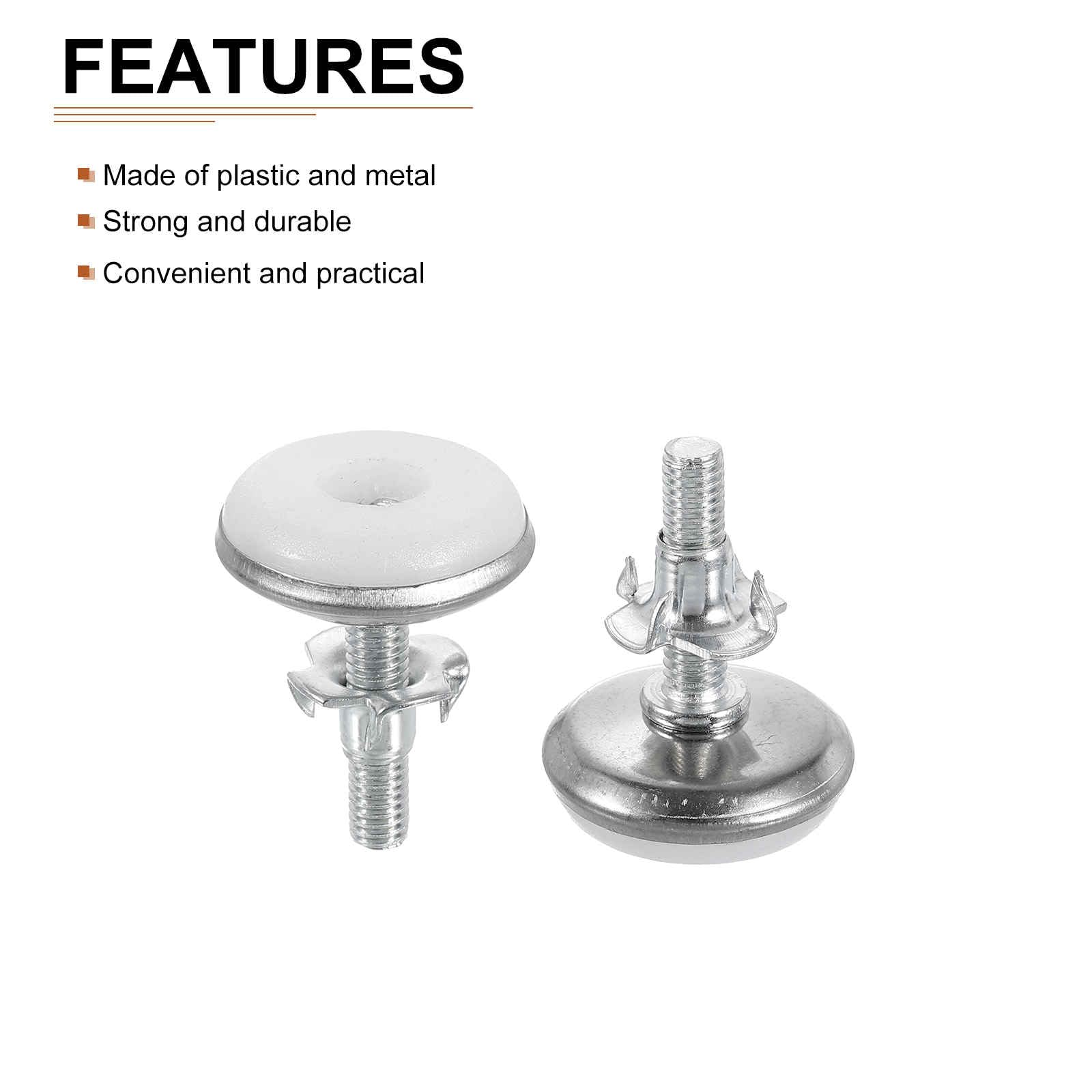 DTGN M6x25x28mm(DxLxOD) Screw on Furniture Glide Leveling Feet, 4Pack, Good for Furniture - Image 3