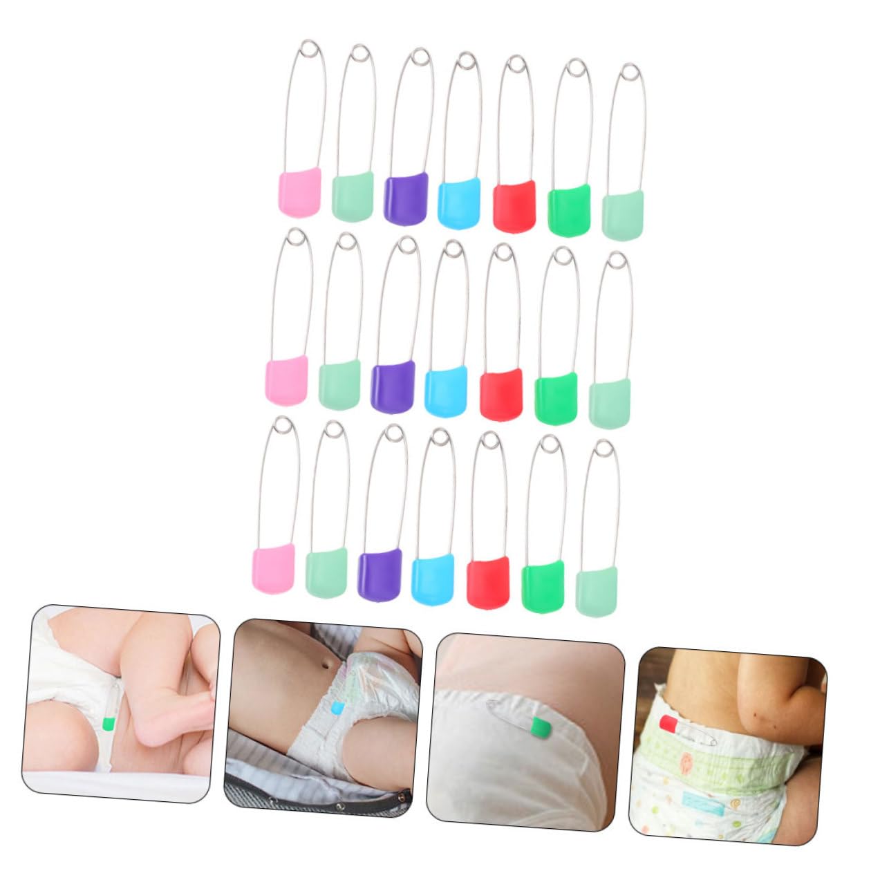 COHEALI Épingles à Couches Sécurisées pour Bébés 50 Pièces en Couleurs Variées Épingles à Tête en Plastique Résistantes Et Solide pour Couches Tissu Couture Et Loisirs Créatifs