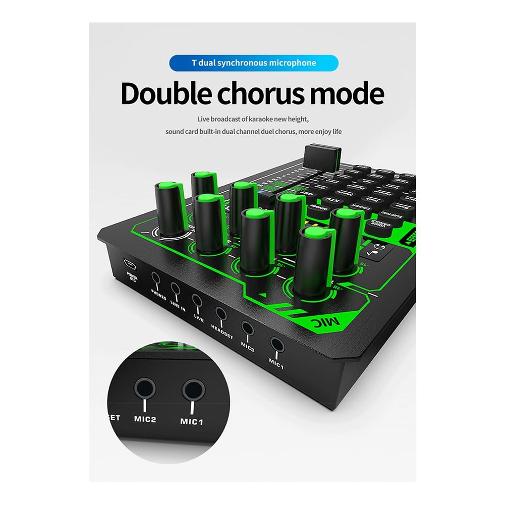 Scheda audio di registrazione dal vivo con microfono Bluetooth, mixer, cambia voce e mixer di trasmissione in diretta all'aperto.