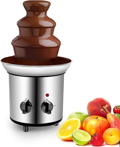 Micnaron Fuente de fondue de chocolate de 3 niveles máquina eléctrica de chocolate para fusión de mini olla de fondue de chocolate caliente de acero