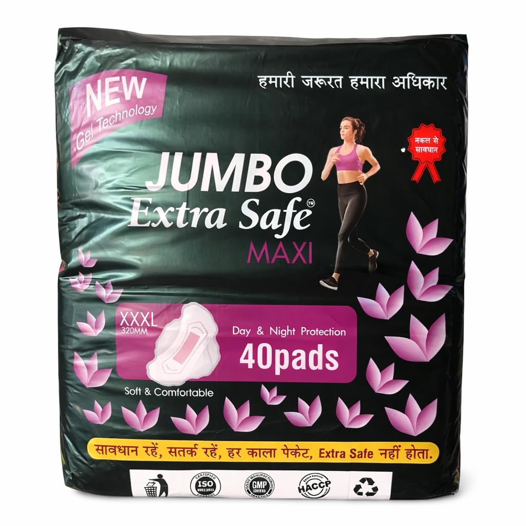 Jumbo Extra Safe™ Maxi Sanitary Pads, XXXL 320mm, Day & Night Protection, Soft & Comfortable, 40 Pads-image-18