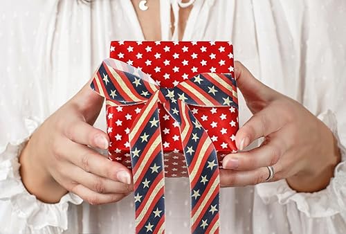 Miniatura 11 de Threetols Cinta patriótica con borde con alambre de 2.5 pulgadas, 10 yardas, cinta patriótica para el día del trabajo, vacaciones, fiesta, AZUL