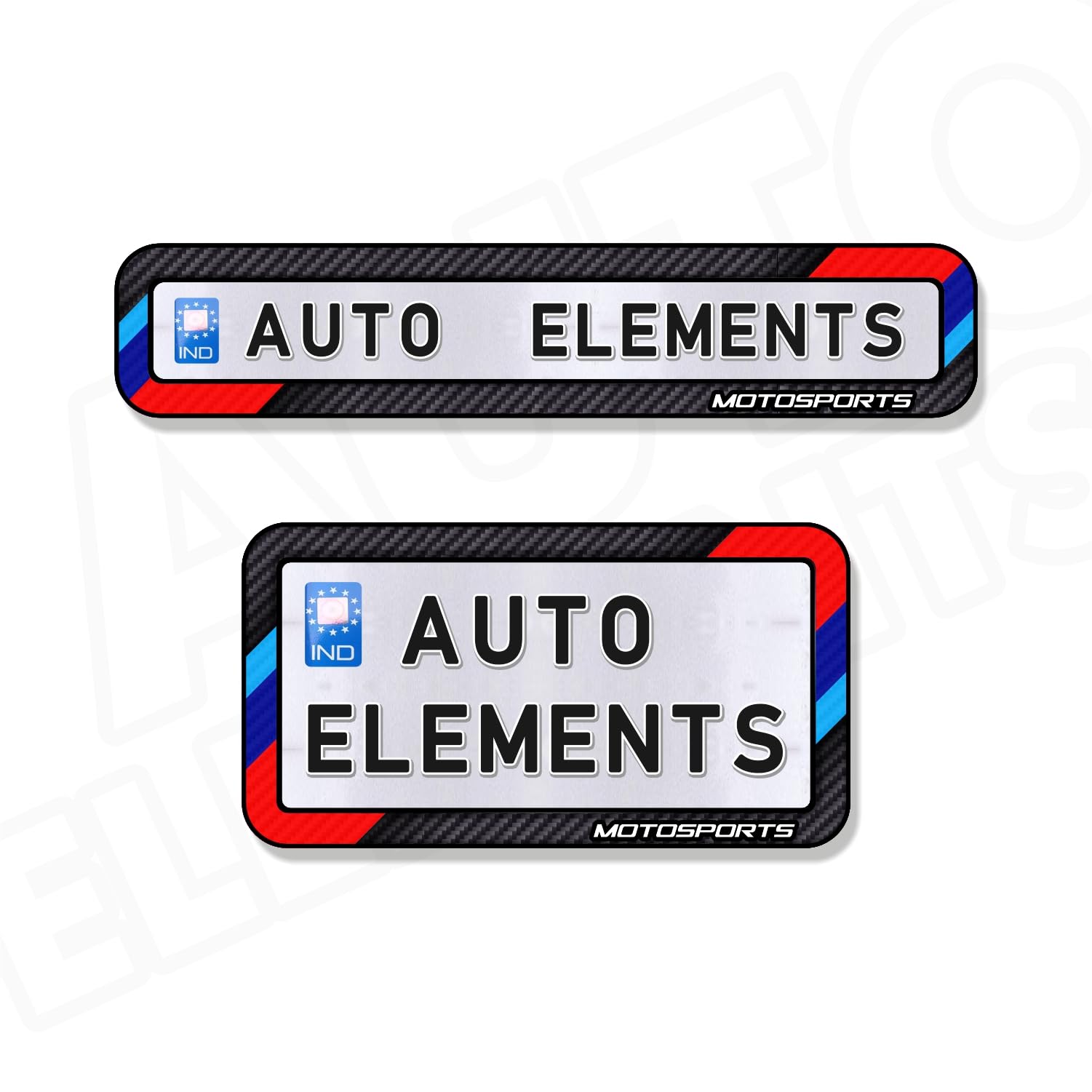 Auto Elements Tri Color Carbon Fiber Bike Number Plate Frame - Image 1