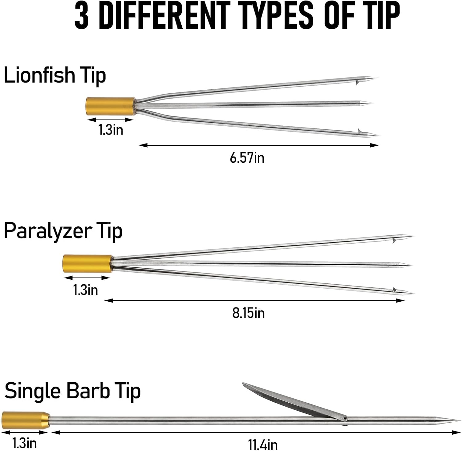 Dr.Fish Spearfishing Kit 6'5" Fiberglass 3-Piece Hawaiian Sling Pole Spear Paralyzer 3 Tips Set Stainless Steel Fishing Stringer Harpoon Travel Bag