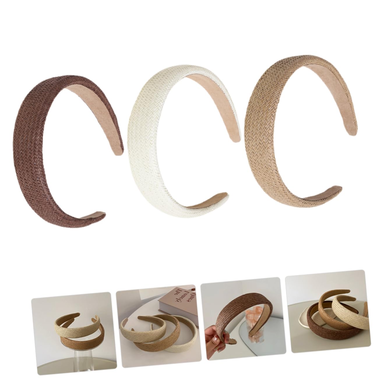 FRCOLOR 9 Pz fascia ampia fascia imbottita vimini fasce per ragazze bande barrette hair band cerchietti bambina fasce decorative da intrecciate plastica