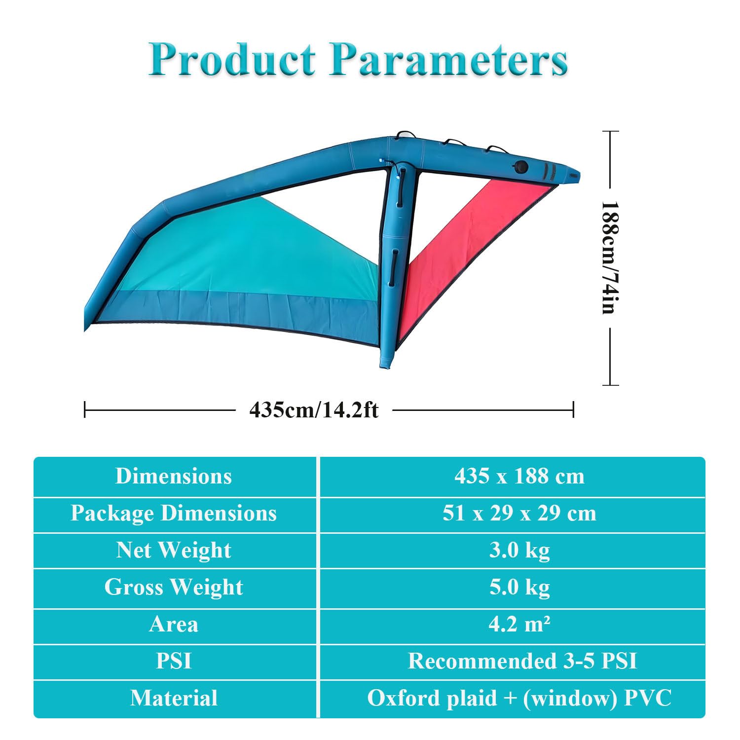Tabla de Paddle Surf de Tela Oxford + Vela de Windsurf de PVC, Tabla de Windsurf Independiente, Vela de Windsurf Inflable Profesional para Adultos de 4,35 m × 1,88 m