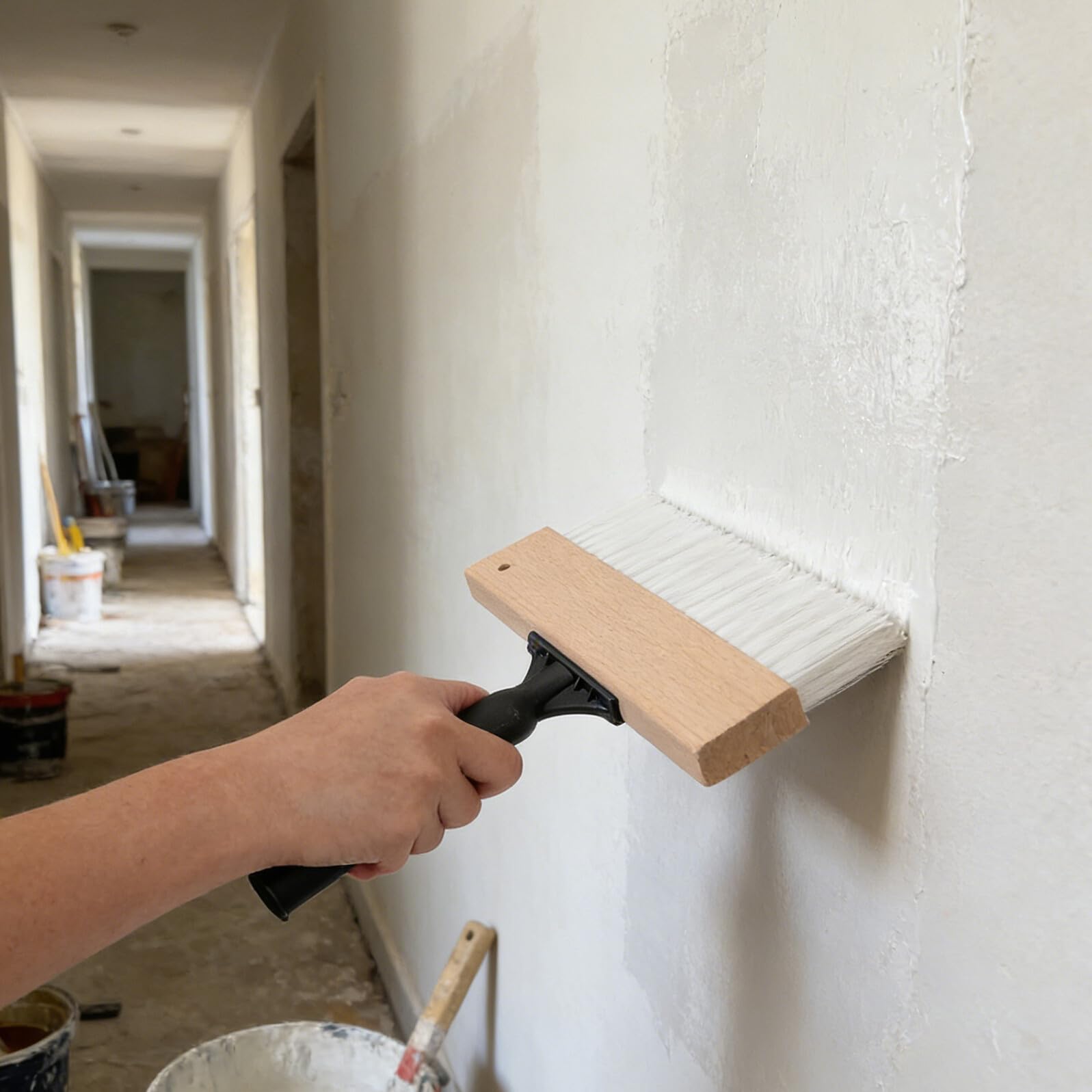 SHINEOFI Pennello Angolato per Pittura Artistica Manico in Legno, Grande Pennello Piatto per Texture e Decorazioni Murali, Strumento per Effetto Lino in Progetti di Pittura Creativa