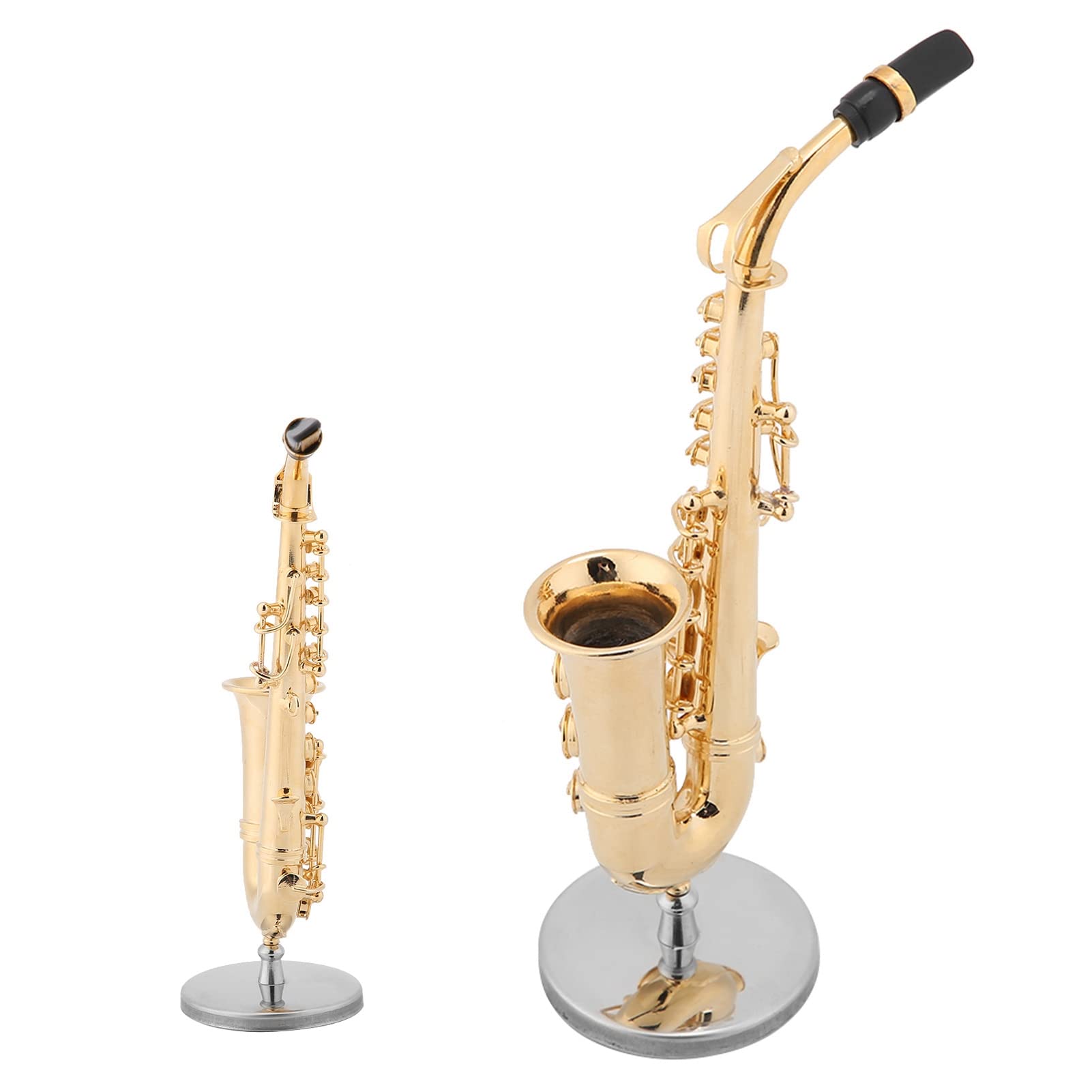 Miniature Alto Saxophone, Modèle D'instrument Plaqué Or Avec Support et Étui, Décoration de la Maison (Ténor)