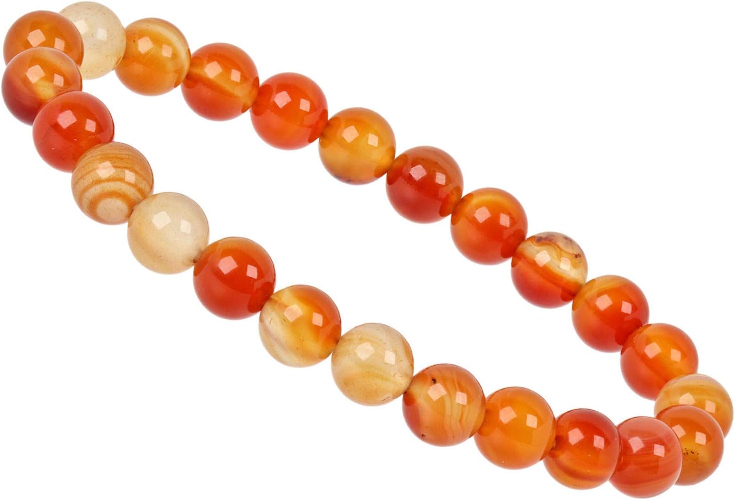 PowerBead Eledoro Women's Stretch Bracelet made of 8 mm Gemstone Beads - 17-18 cm Orange