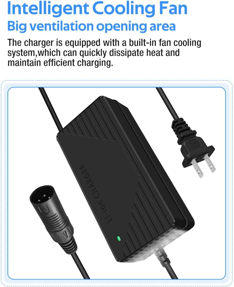 58.8V 3A / 5A Super Fast Charger for 52V Lithium Battery,No Adapter,2 Types of Plugs to Choose from.More Secure.Compatible with Most Plugs. with Cooling System (Cannon/XLR plug-5A)