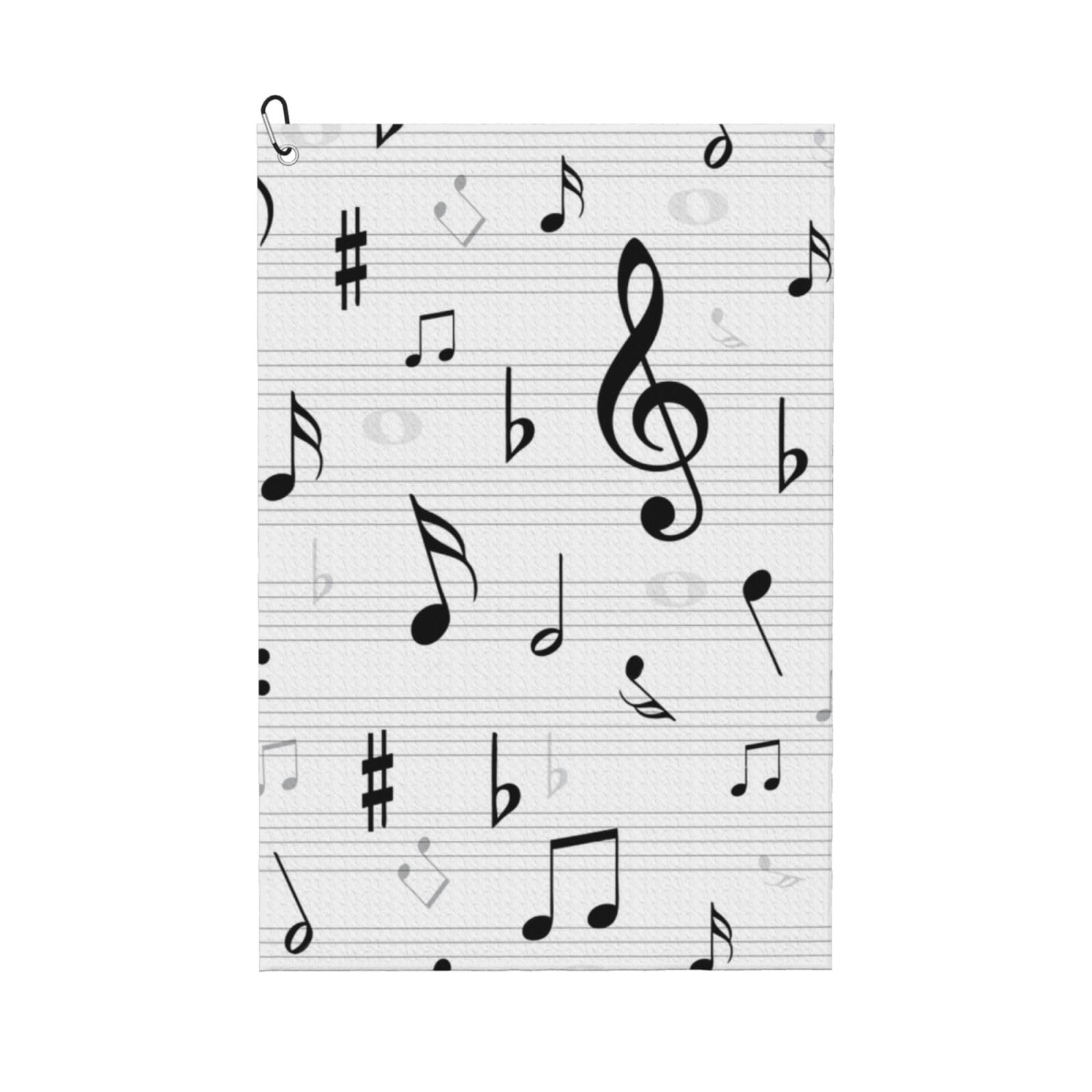 Hnnkloy Clef Music Notes Sheet Symbol Treble Abstract, 16x24 in Portable Waffle Golf Towels with Carabiner Clip for Golf Bag