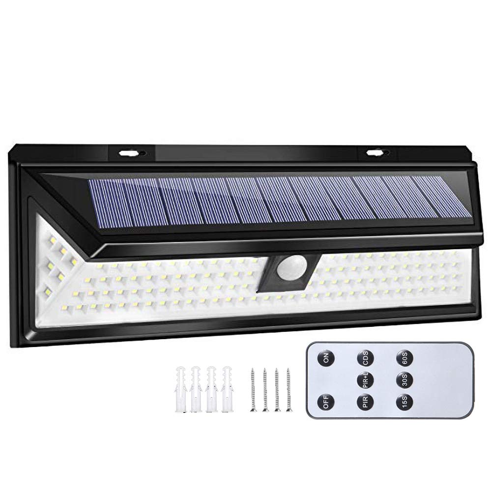Applique da parete solare, LED Luce solare da parete Sensore di movimento Illuminazione esterna Luci di sicurezza impermeabili per giardino Cortile Cortile Cortile cortile patio (90 LED)