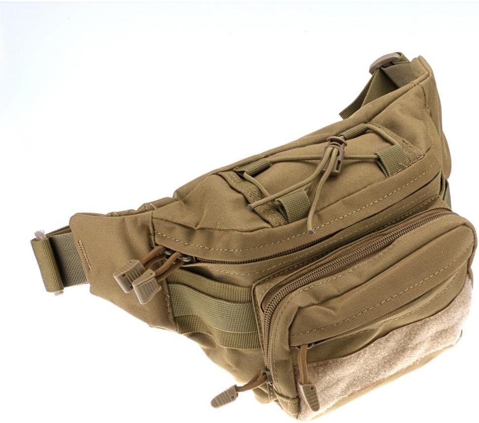 DLP Tactical MOLLE CCW Waist Bag Tan – Tactical EDC Fanny Pack with Concealed Carry Compartment – 600D Nylon Belt Bag with Multiple Pockets Bungee Retention and MOLLE Attachment