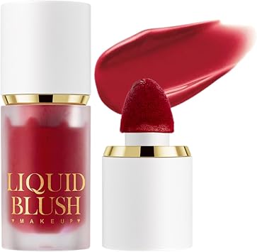 Cherry Red Blush Stick, Cream Blusher Stick, Cheek Tint, Lip Tint, Face Tint - Soft Matte Rose Flush with Sponge Applicator, Buildable Blendable Colour for Cheeks & Lips, Daily Makeup for Women 06#
