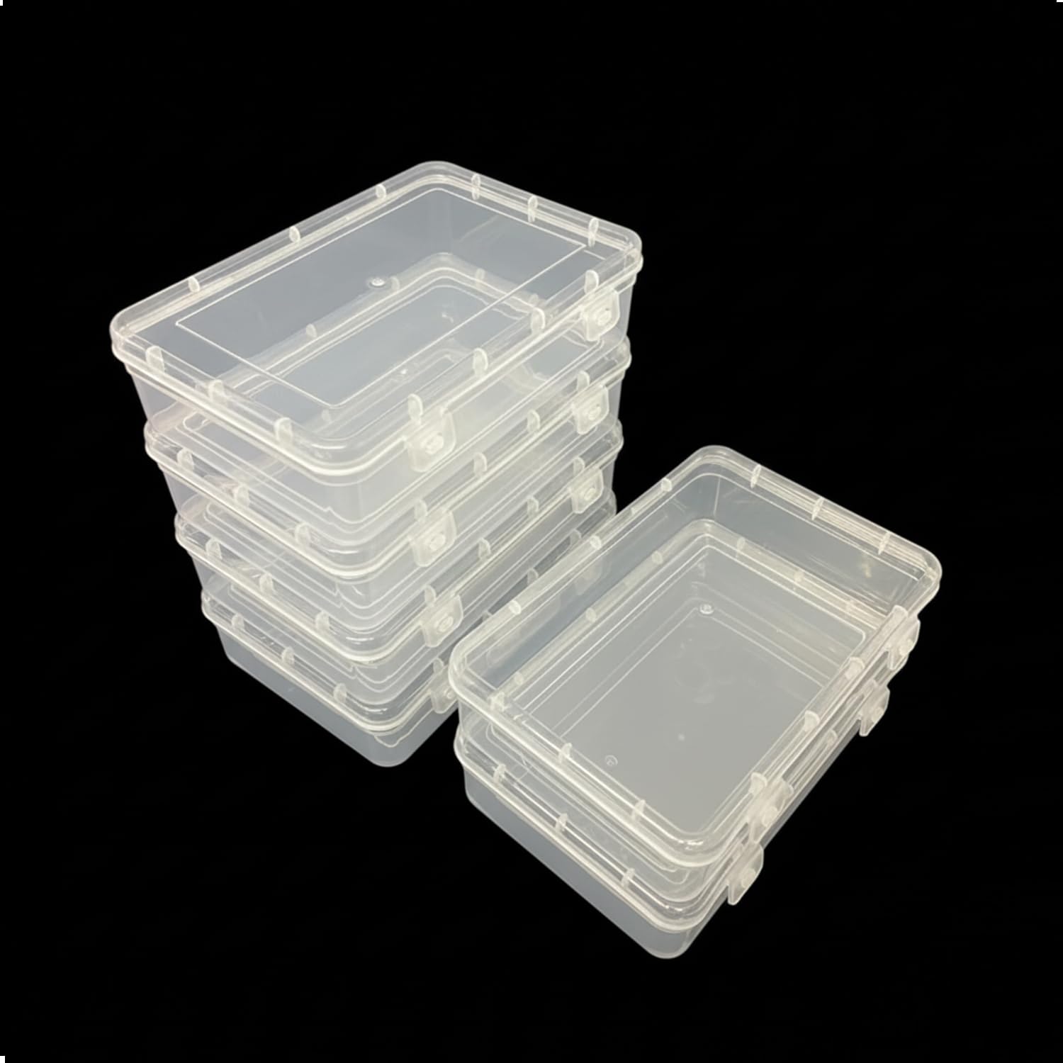 Set of 6 Plastic Storage Boxes With Lock Lids, Container Size 16X10X4 CM, Multipurpose Transparent Organizer Suitable For Jewellery, Stationery, Medicines, Dry Fruits, Makeup Items & Many More-image-38