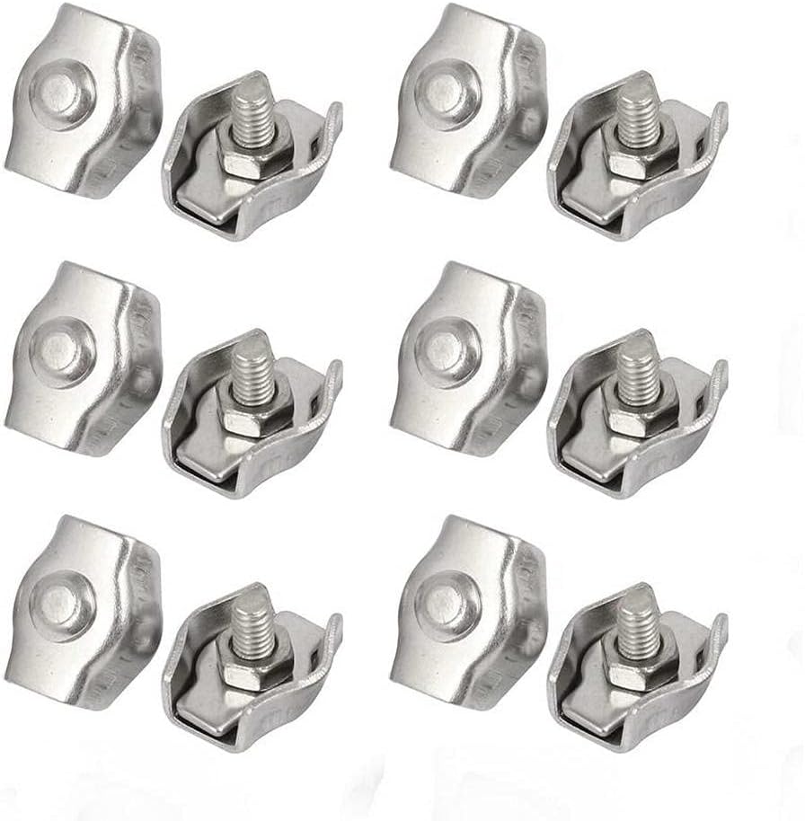 M3 Stainless Steel 304 Wire Rope Cable Clip Simplex Clamp Single Post Style for 1/8" Diameter Wire Cable 12 Pcs