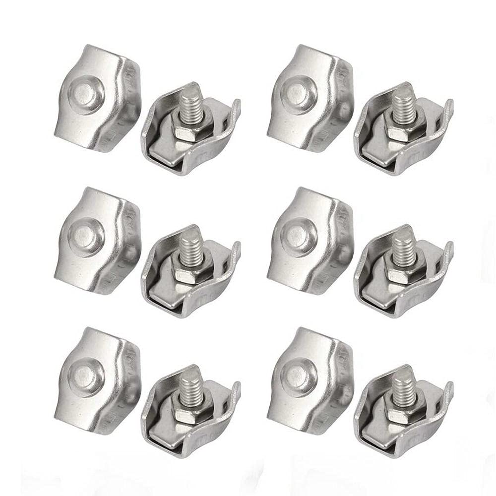 M3 Stainless Steel 304 Wire Rope Cable Clip Simplex Clamp Single Post Style for 1/8" Diameter Wire Cable 12 Pcs