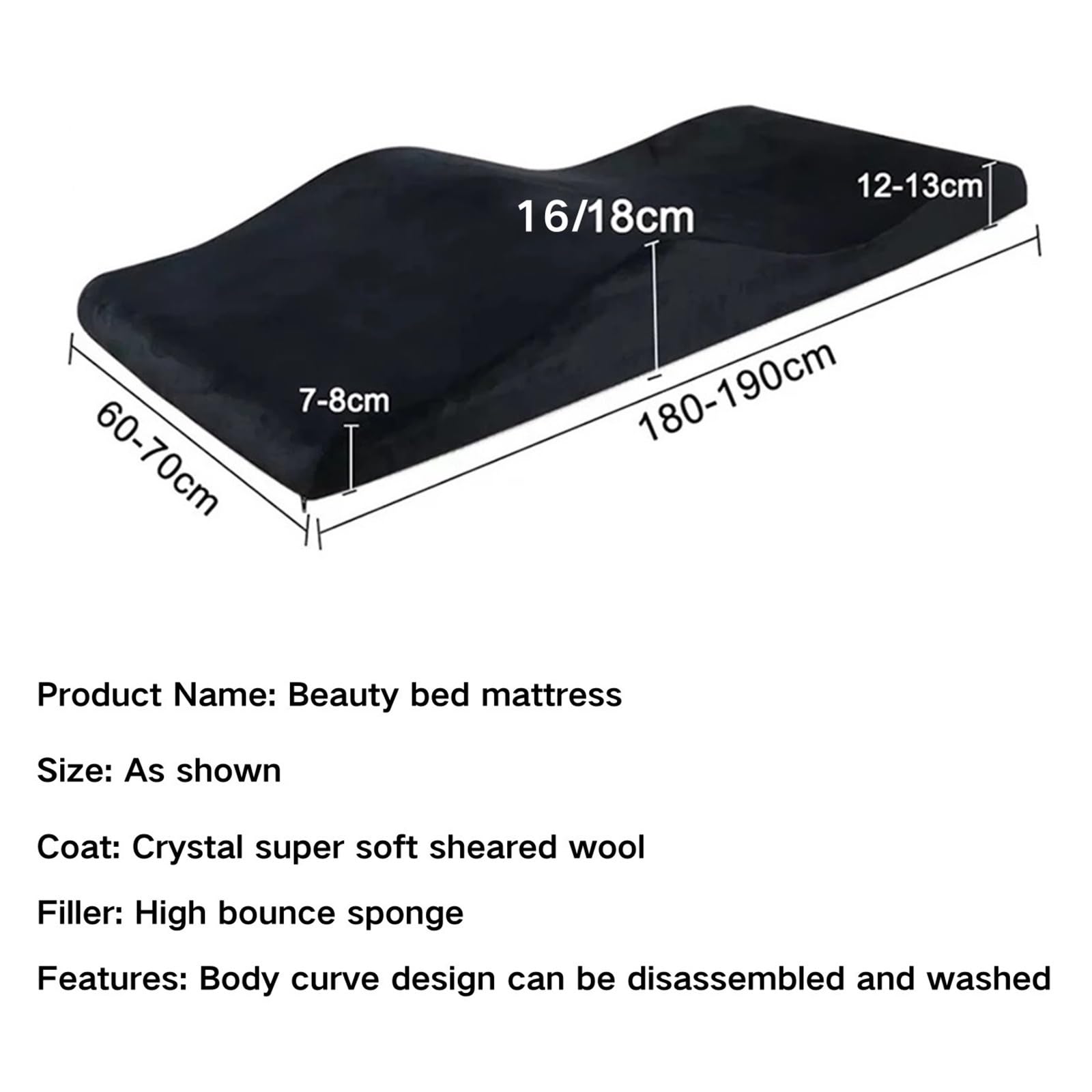 Surmatelas de Massage Courbé en Mousse à Mémoire de Forme pour Table de Massage et Matelas Extension de Cils(Color 2,60x180x18cm)