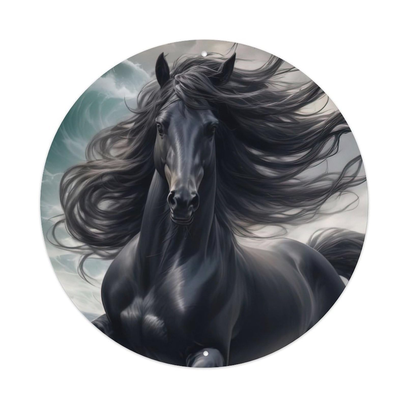 Animal Black Horse by The Sea Metal Tin Sign
