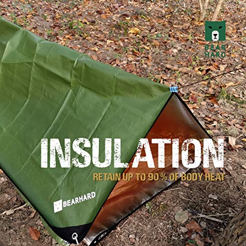 Bearhard Heavy Duty Emergency Blanket, Emergency Tarp, Insulated Survival Blanket, Thermal Waterproof Space Blanket All Weather Blanket for Hiking, Camping