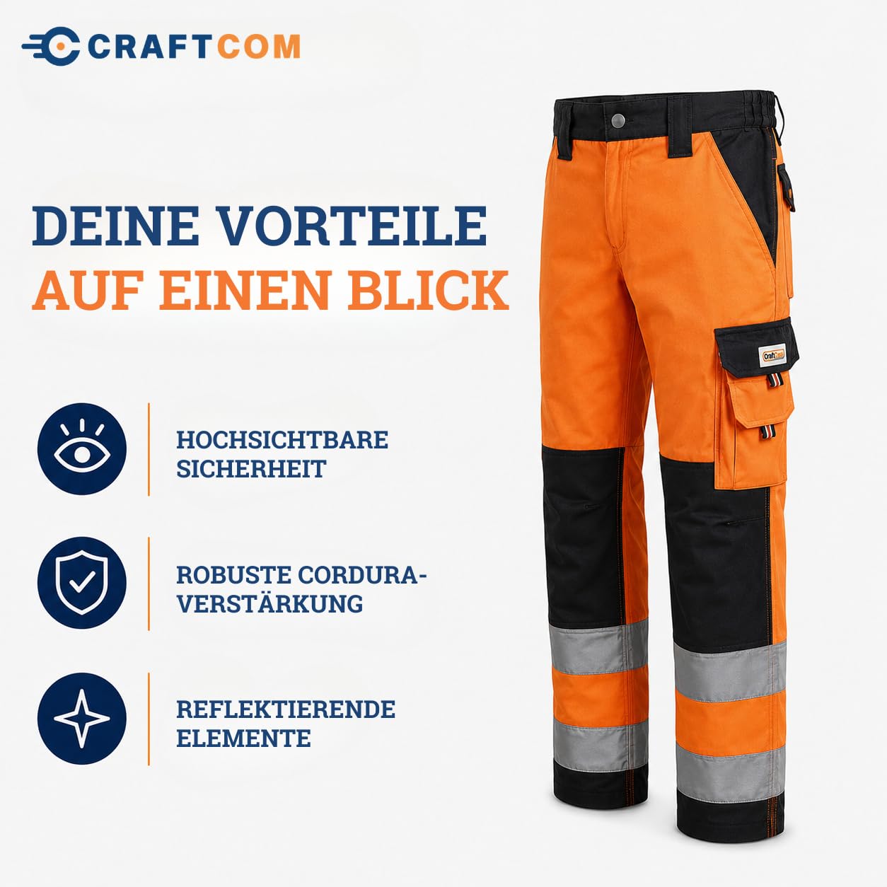 Generisch CraftGear Pantaloni di sicurezza da lavoro da uomo – Pantaloni di sicurezza da uomo rinforzati con Condura riflettente con tasche cargo per artigianato