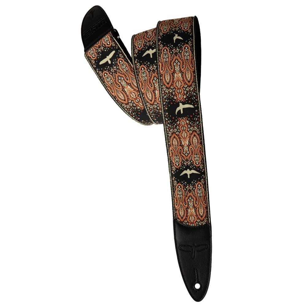 PRS 2" Guitar Strap, Custom Jacquard Birds Fleur, Peach