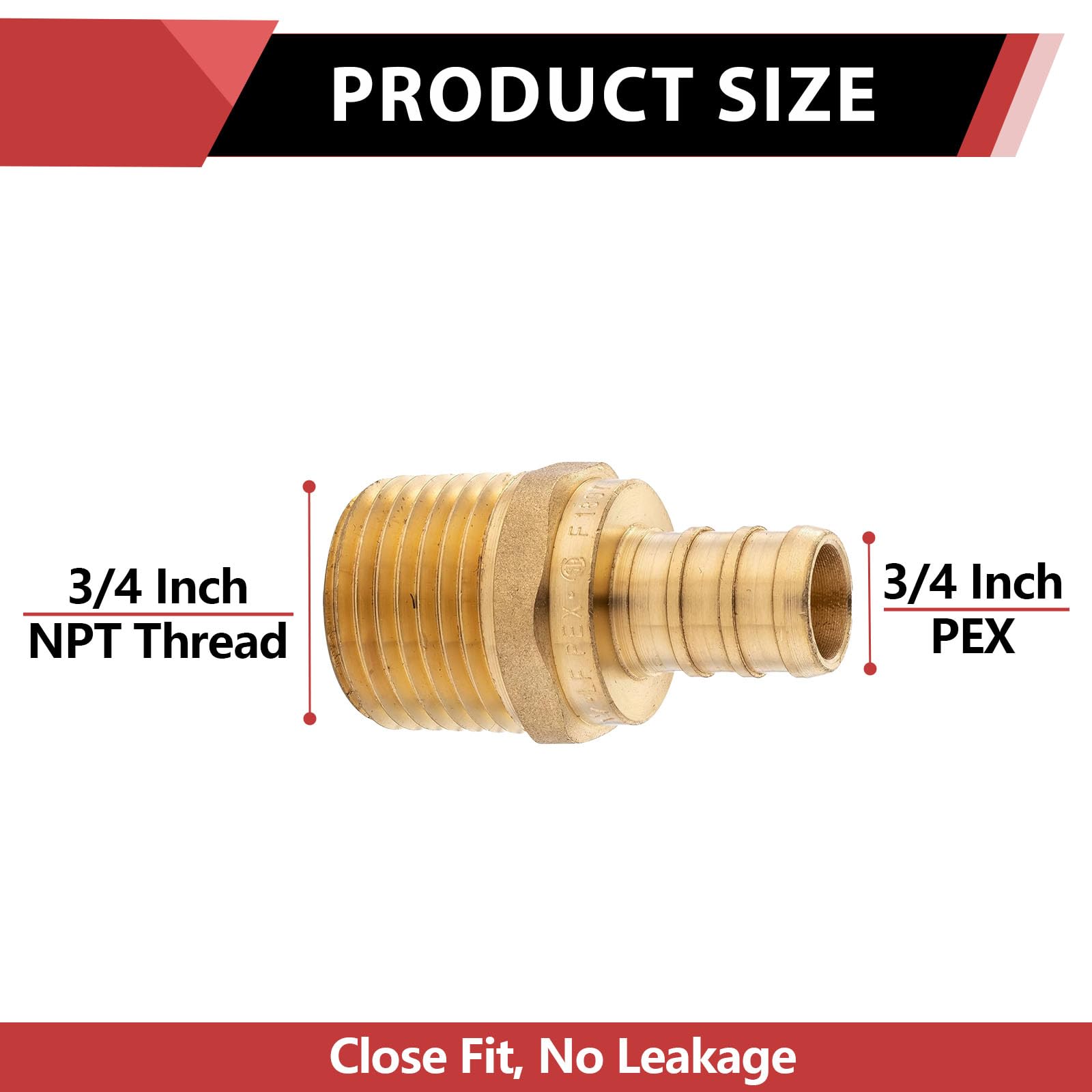 EFIELD Barb Crimp PEX 3/4" x 3/4" NPT adattatore filettato maschio, raccordo in ottone, certificato UPC (10)