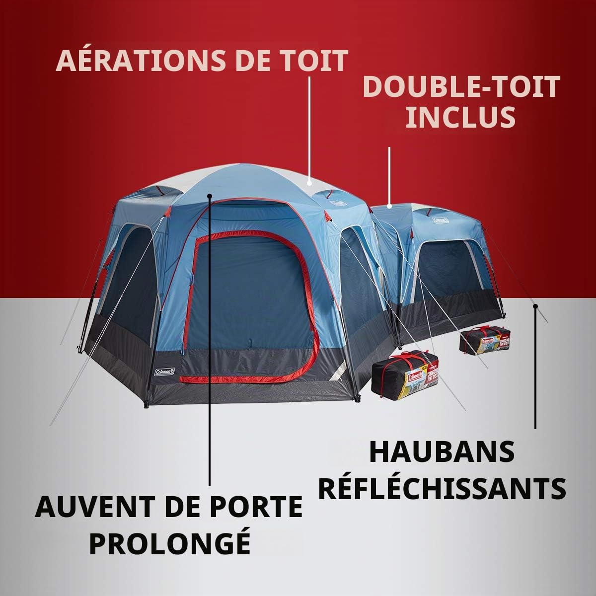 coleman connecting tent 2 Pack Connectable Tents for 3 Person and 6 Person | Quick Setup System filter__ca_price_over_3000 like floor Size:Ranger 65 (New 65