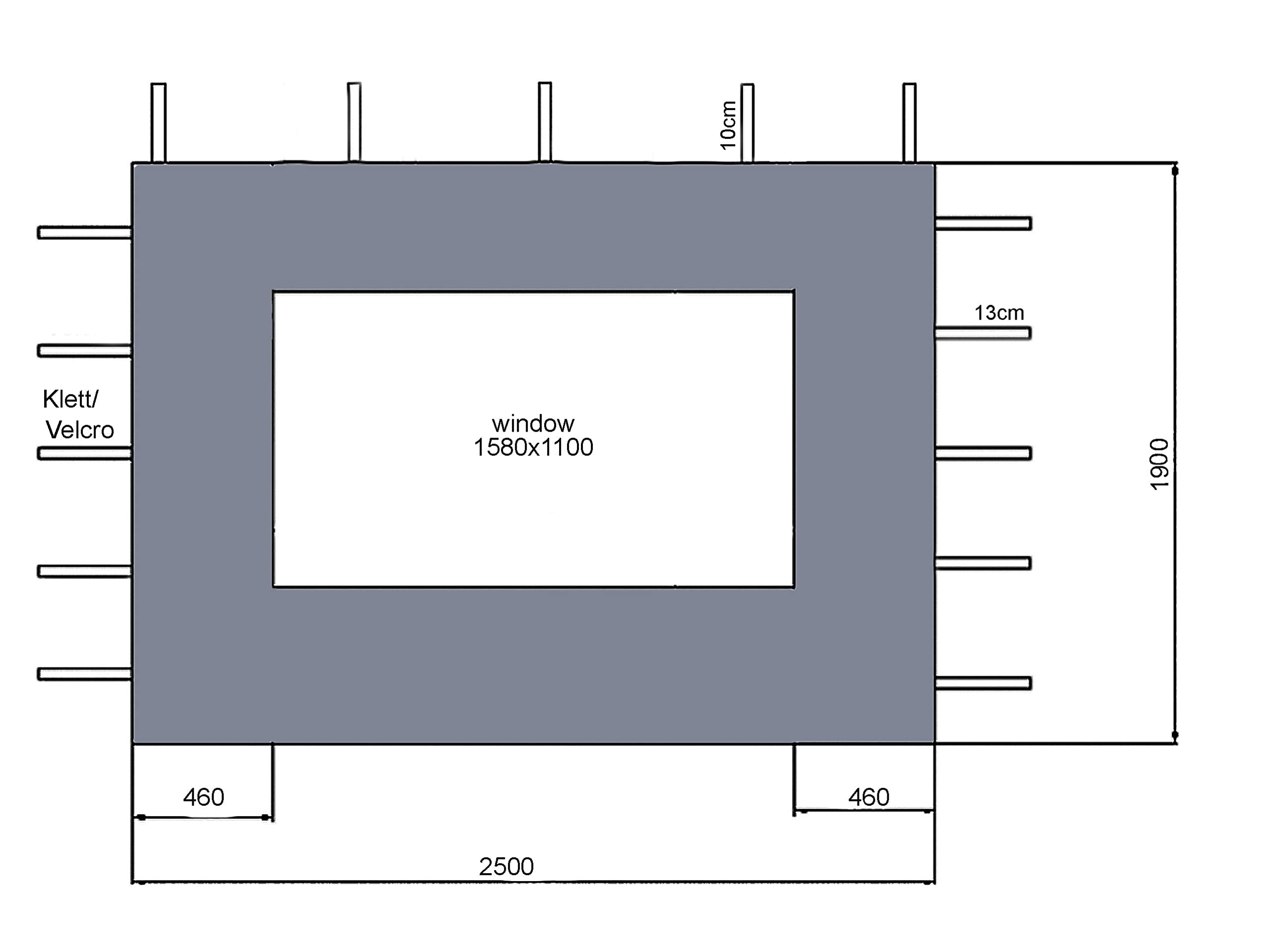2 Seitenteile 250x190cm zu Gartenpavillon Antik Pavillon Partyzelt 3x3m Seitenwand Grau
