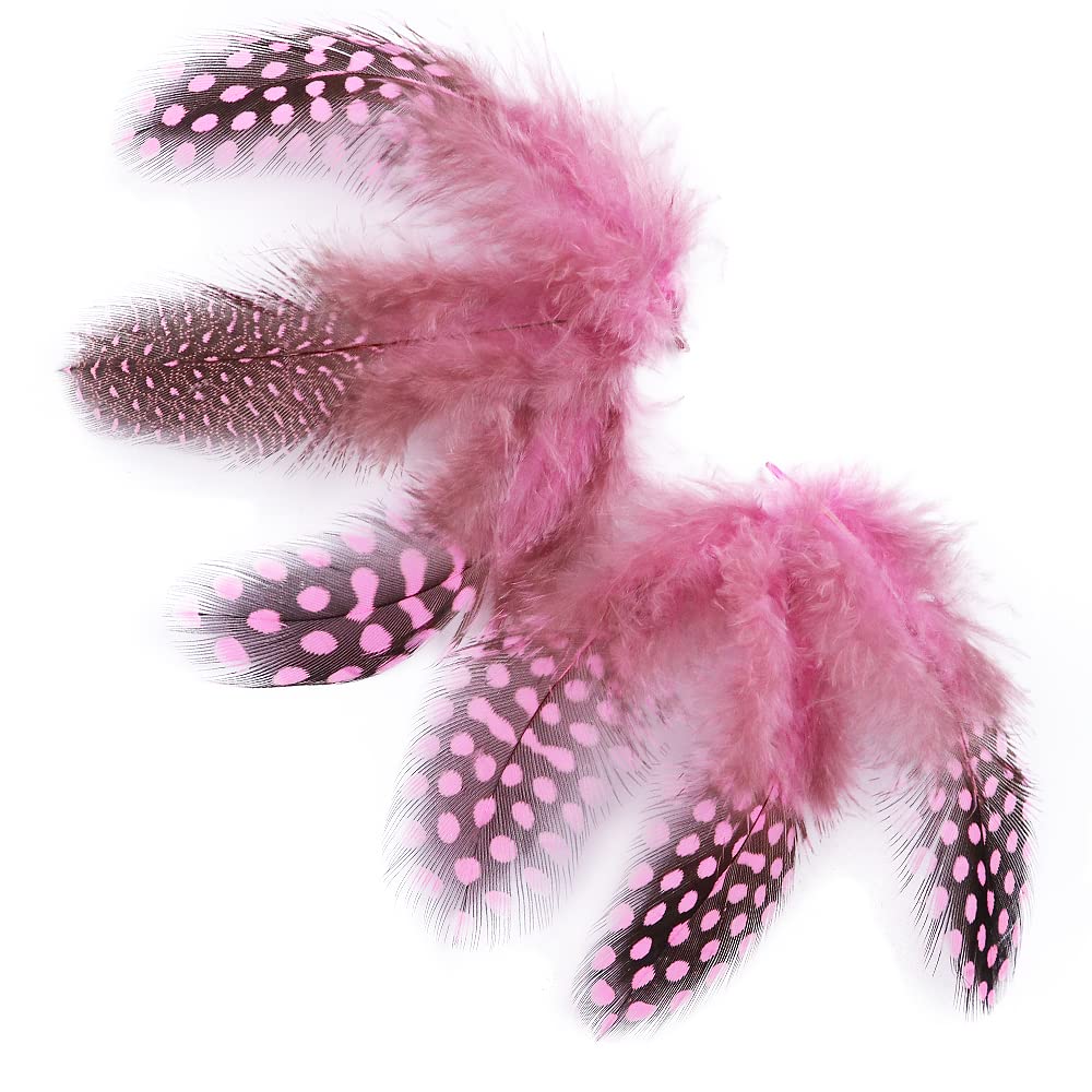 Guinea Fowl Feathers, 100 Pieces 2-3 Inch Colored Spotted Natural Pheasant Feathers for Craft Dream Catcher Jewelry Accessories