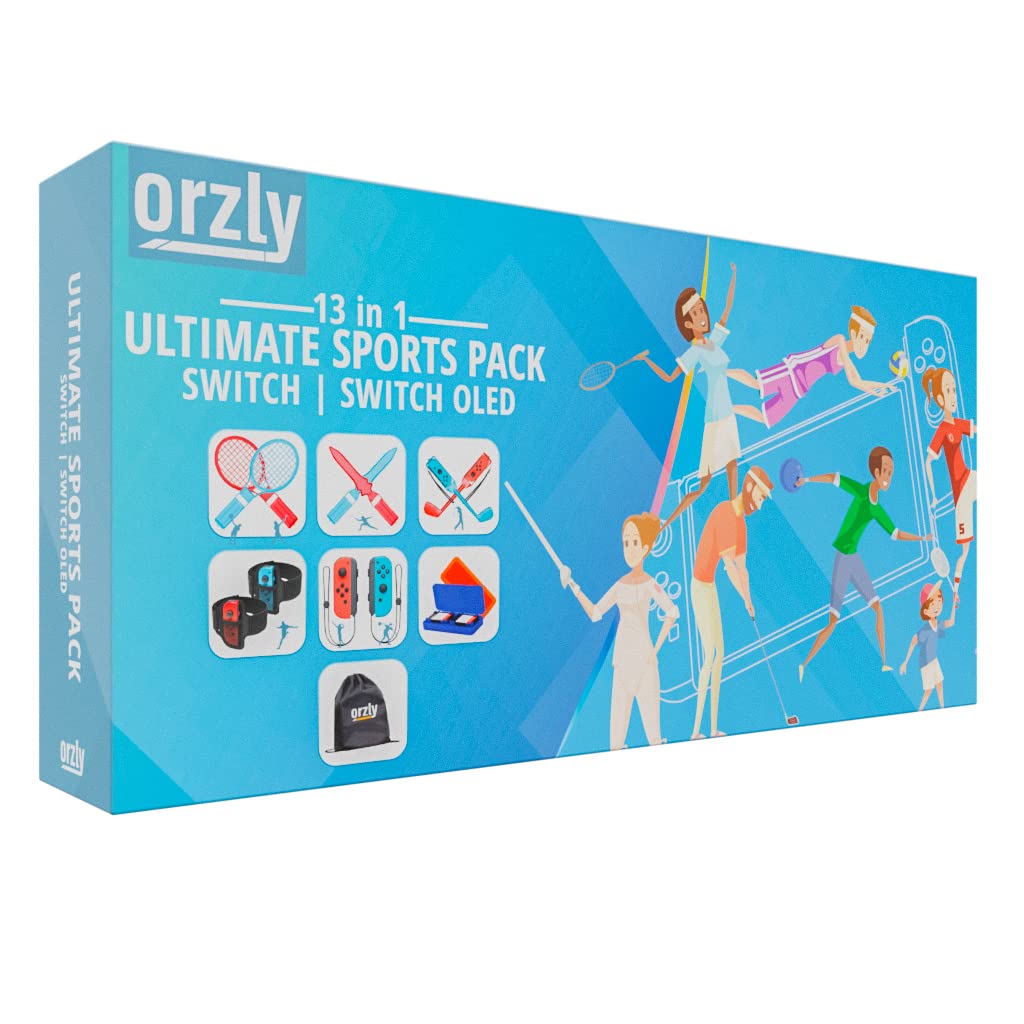 Orzly Switch Sports Games 2024 Accessories Bundle Pack for Nintendo Switch & Switch OLED with Tennis Rackets, Golf Clubs, Chambara Swords, Soccer Leg Straps & Joycon Grips - With Carry Bag - Image 9