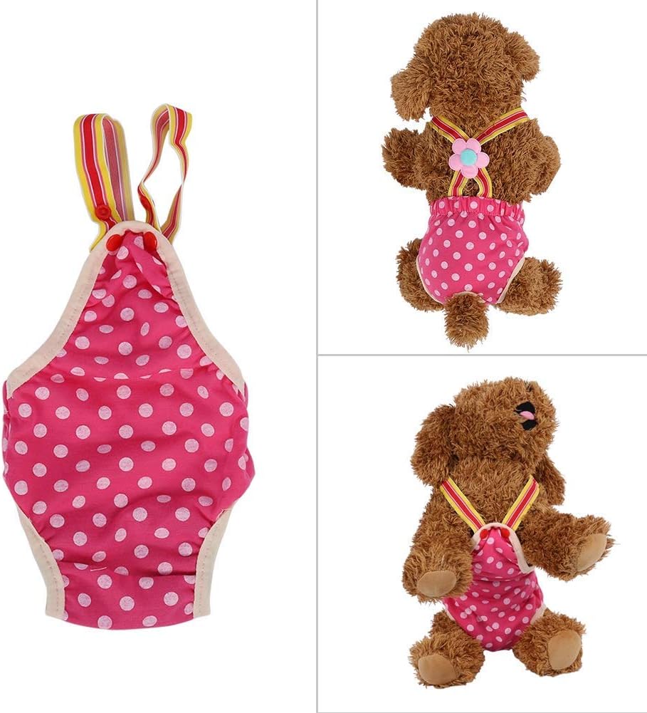 Dog Sanitary Pants, 6 Sizes Female Dog Doggy Puppy Diaper Nappy Physiological Sanitary Briefs Menstrual Suspender Underwear Pants for Small Medium Pet Dogs(L)
