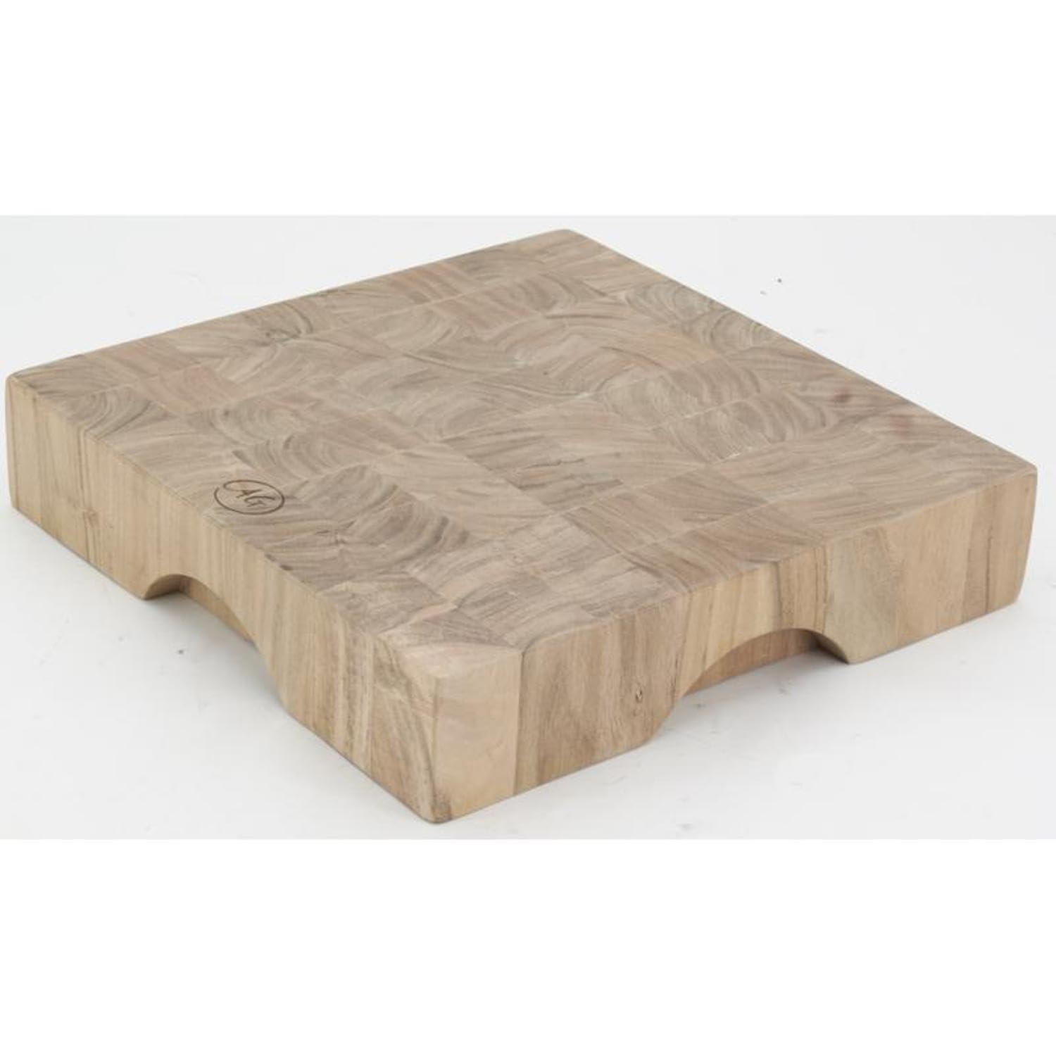 AUBRY GASPARD - Billot de Cuisine en Acacia Naturel Massif - Format Carré 40 x 40 x 8 cm - Finition Damier - Poignées Passe-Main - Poids 10,85 kg - Vendu à la pièce