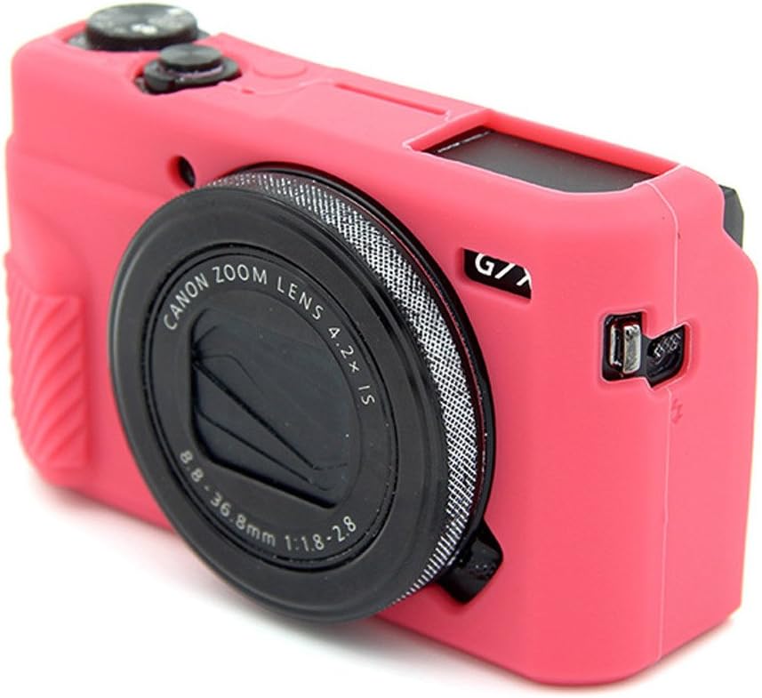 UKABEA Silicone Case Rubber Camera Protective Cover Skin for Canon PowerShot G7X Mark II Digital Camera - Hot Pink