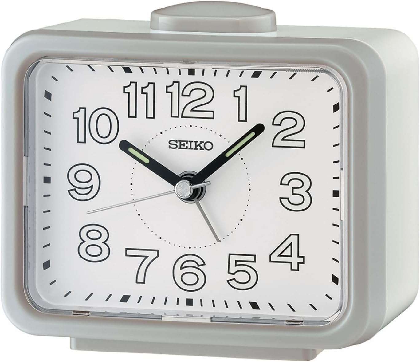 SEIKO QHK061KLH Rectangular Non Ticking Bedroom Alarm Clock, Black, 3.4 x 4.3 Inches