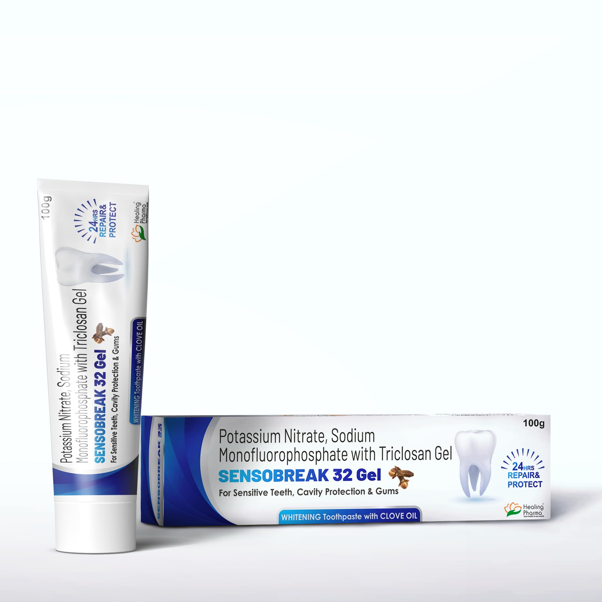 Healing Pharma - Sensobreak Whitening Toothpaste Gel With Clove Oil for Sensitive Teeth & Cavity Prevention 100g, Pack of 2-image-16