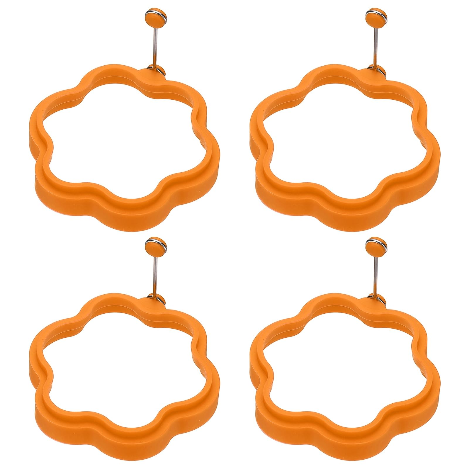 sourcing map 4 Pcs Flower Egg Rings, Silicone Egg Pancake Rings Set Kitchen Accessories Reusable Suitable for Home Camping Cooking Decorating Baked Goods, Orange