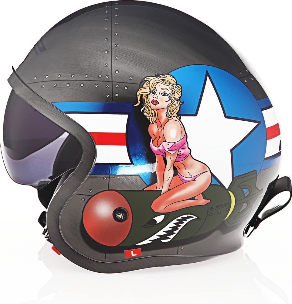 LS2 Spitfire Bomb Rider Helmet (Medium) (Gloss Brushed Alloy)