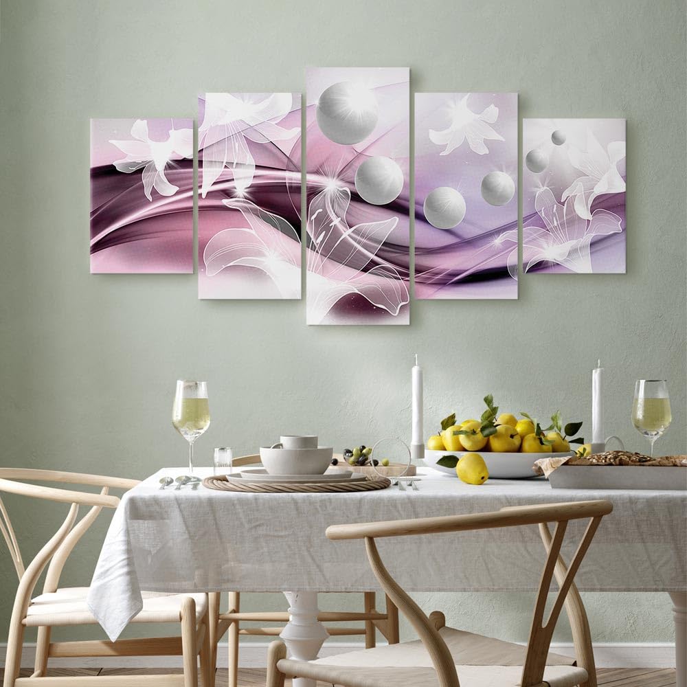 Cuadros B&D XXL - Cuadro en Lienzo Abstracto 150x75 cm 5 piezas - Impresión en material tejido no tejido cuadros decoracion salon modernos lienzos - Flores ornamento Arte Flor b-A-0226-b-p