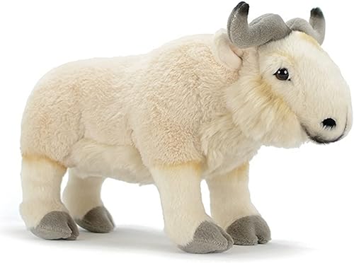FRANKIEZHOU Animal de peluche realista de antílope de las tierras altas, blanco de 13.78 pulgadas, juguete de peluche Takin, animal de peluche de