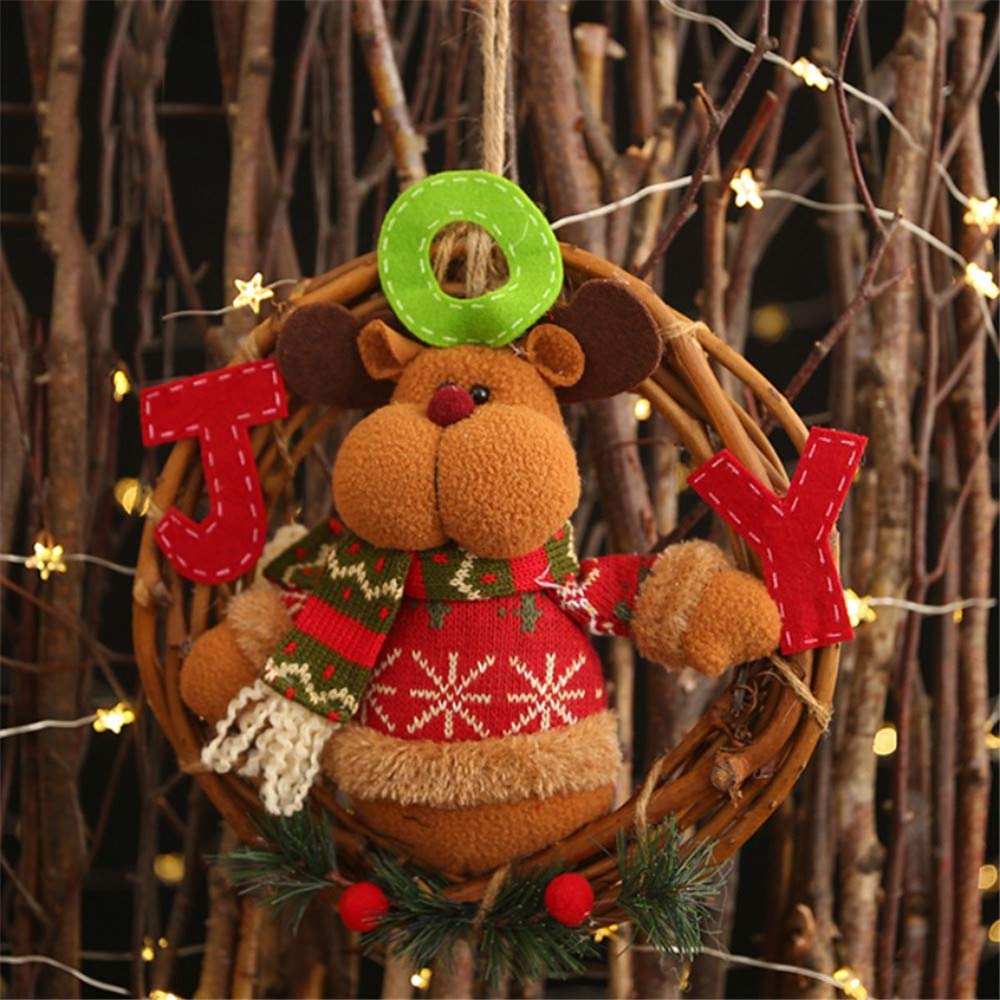 Guirlande De Noël Pendentif Décoratif Rotin Poupée Suspendus Ornements Père Noël/Bonhomme De Neige/Renne 2
