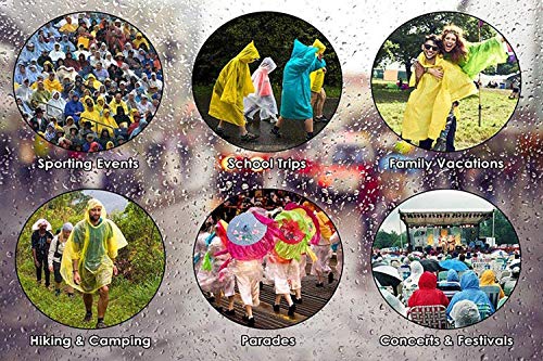 Image of Rain Ponchos for Adults, Reusable Raincoats for Women Men, Emergency Rain Jacket with Hood for Disney Camping Hiking Outdoor