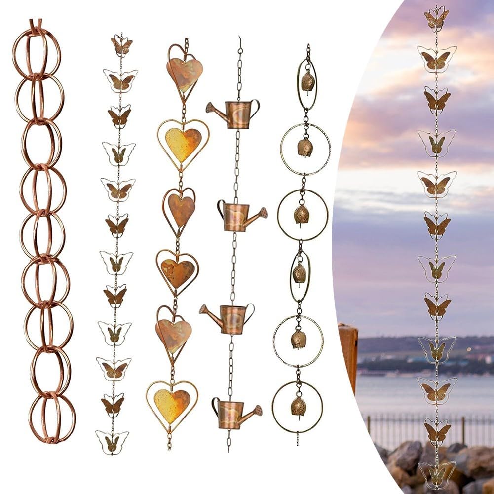 Catene da pioggia per grondaie, catena per grondaia, grondaia, collettore di acqua esterna, deviatore d'acqua decorativo, da giardino, decorazione per la casa, 1 m (anello)